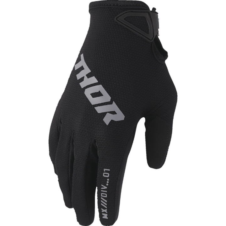 THOR Youth RIDEMODE Static Gloves Black - Back of Hand View