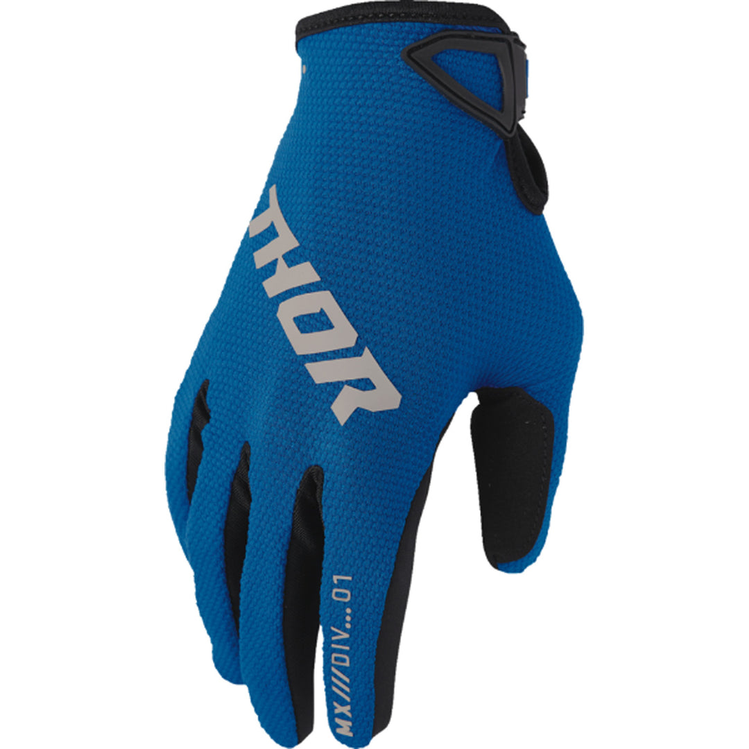 THOR Youth RIDEMODE Static Gloves Blue - Back of Hand View