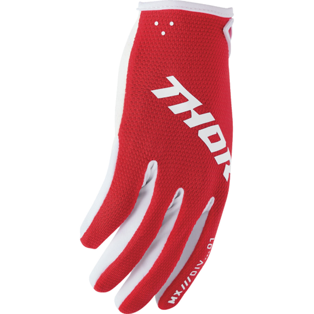 THOR Youth RIDEMODE Static Gloves Red - Side Back of Hand View