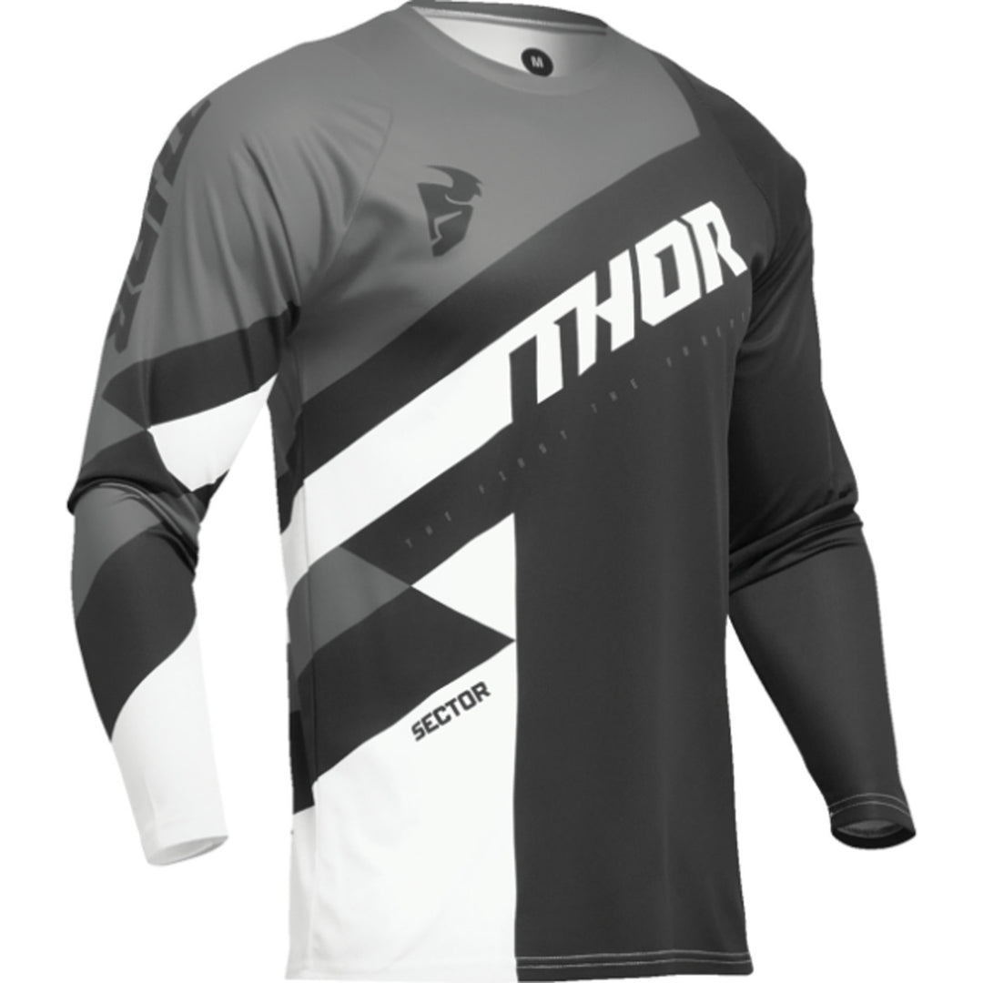 THOR Youth Sector Checker Jersey Black/Gray - Front View