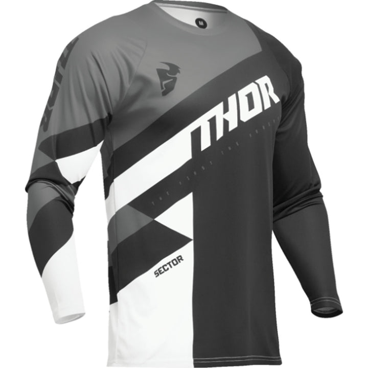 THOR Youth Sector Checker Jersey Black/Gray - Front View