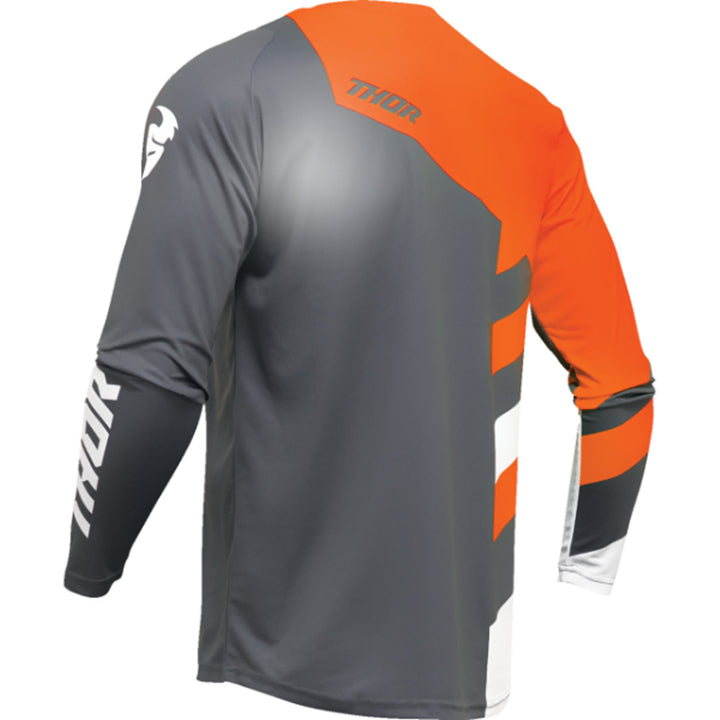 THOR Youth Sector Checker Jersey Charcoal/Orange - Rear View