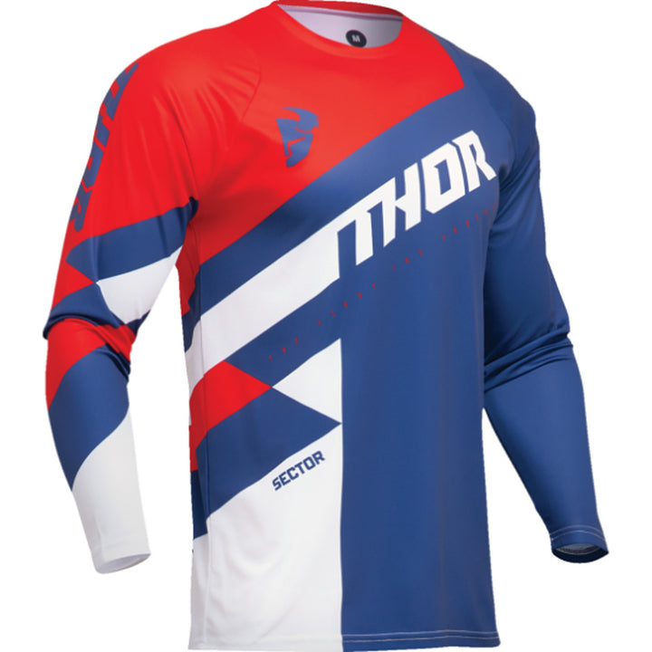 THOR Youth Sector Checker Jersey Navy/Red - Front View