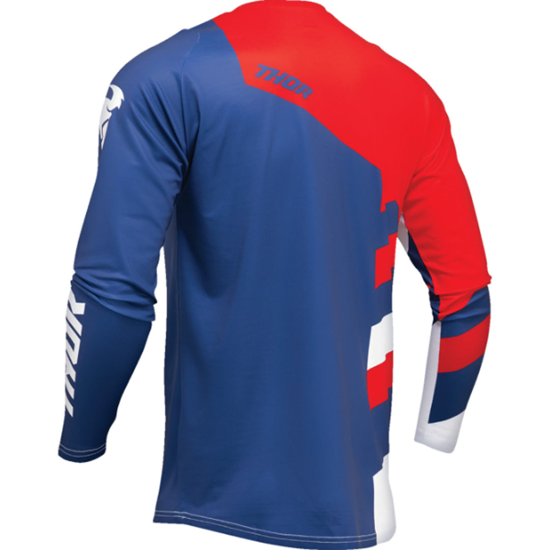 THOR Youth Sector Checker Jersey Navy/Red - Rear View