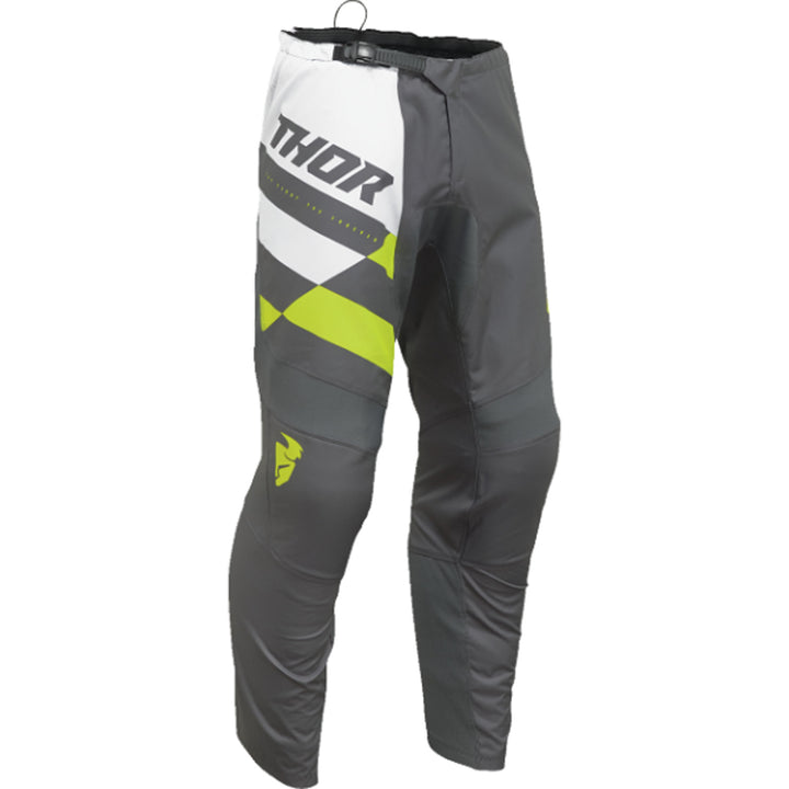 THOR Youth Sector Checker Pants Gray/Acid - Front View