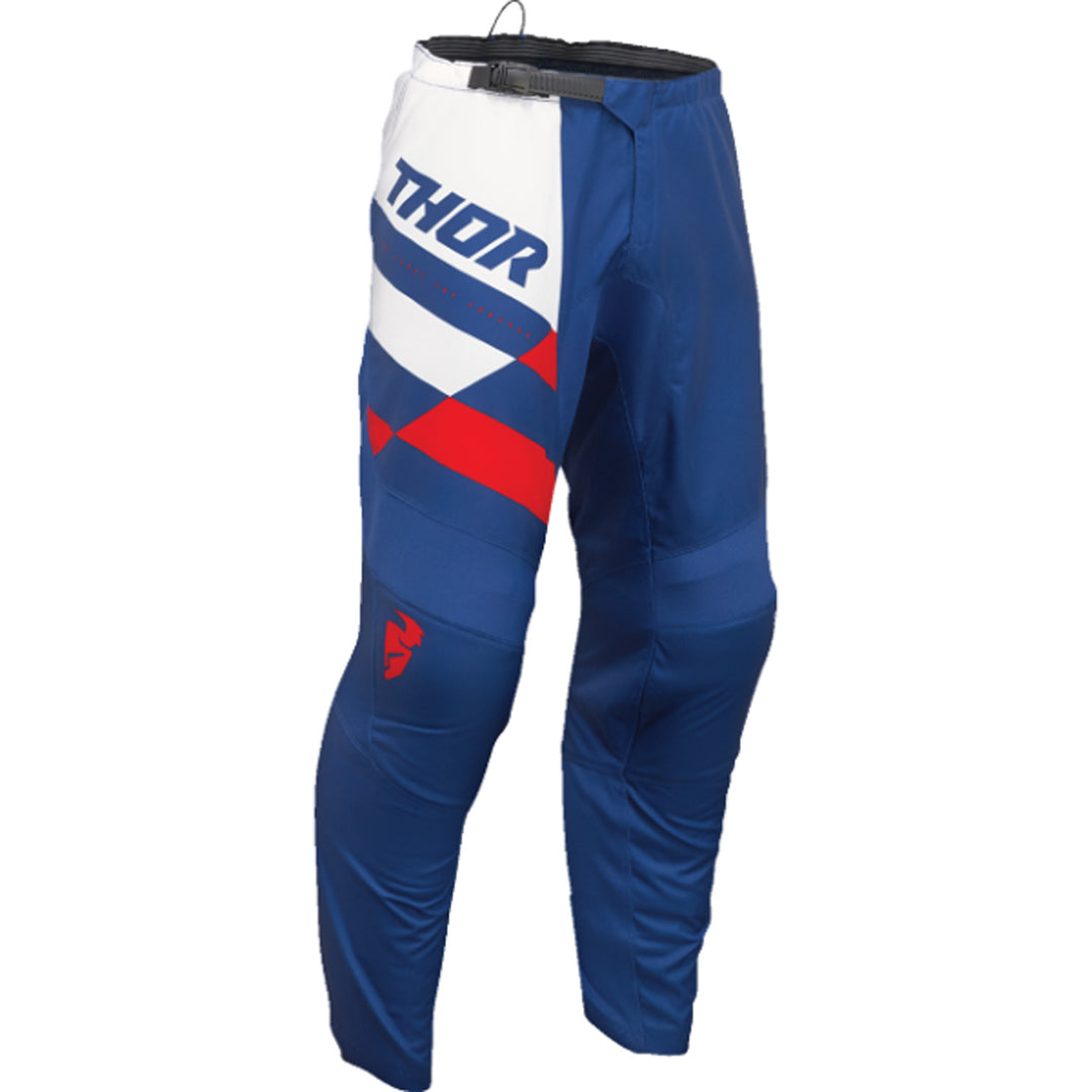THOR Youth Sector Checker Pants Navy/Red - Front View