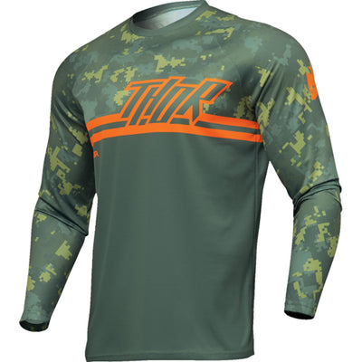 THOR Youth Sector DIGI Jersey Forest Green/Camo - Front View