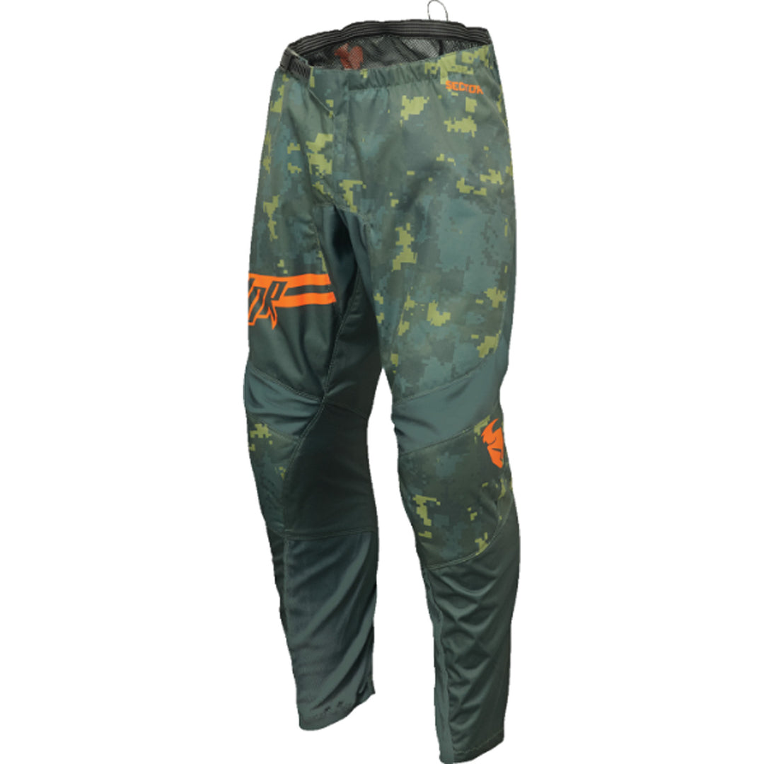 THOR Youth Sector DIGI Pants Green/Charcoal - Front View