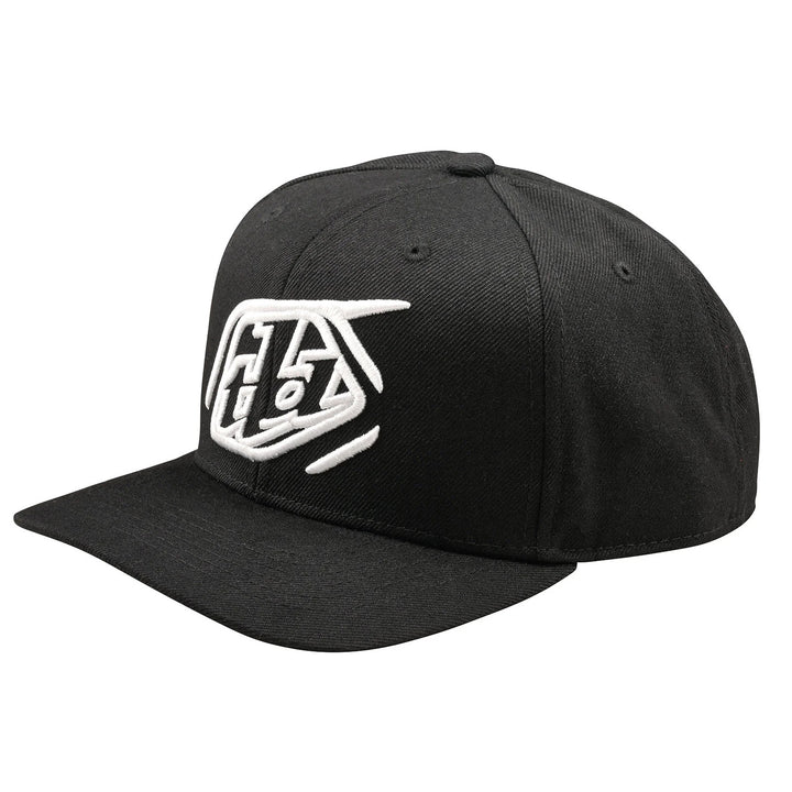 Troy Lee Designs Curved Snapback Badge Hat Black - Front Side View
