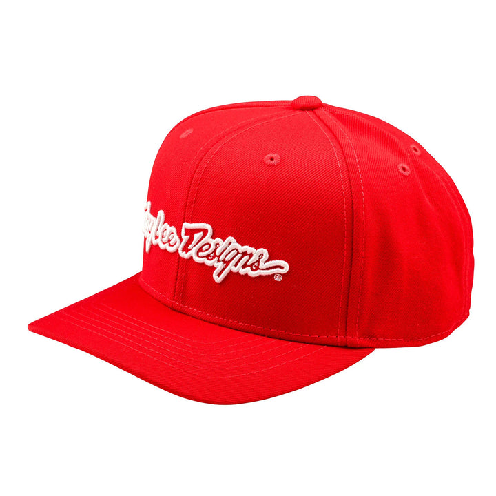 Troy Lee Designs Curved Snapback Signature Hat Team Red - Front Side View