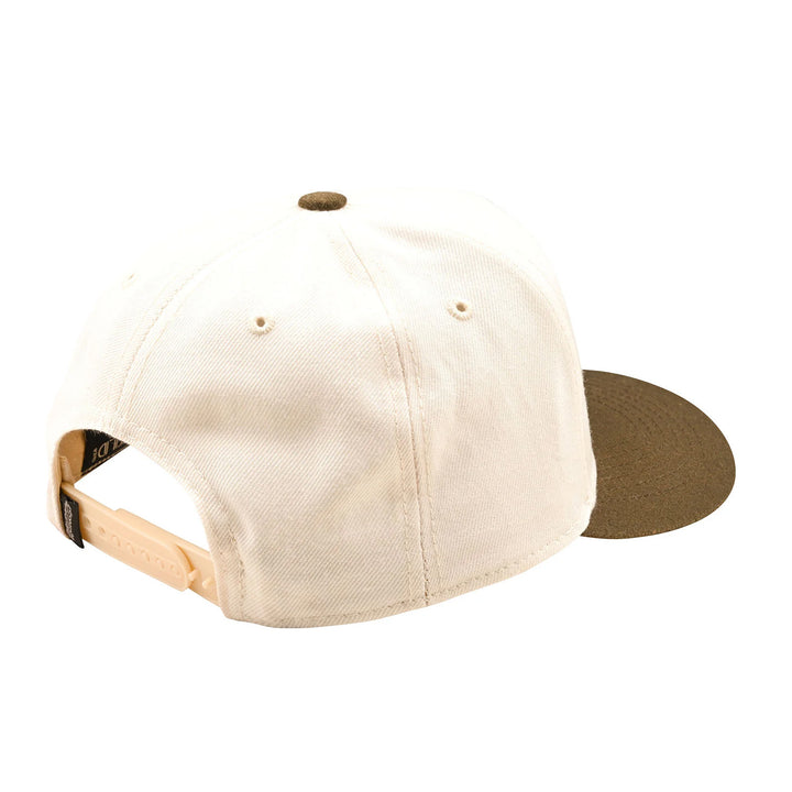 Troy Lee Designs Curved Snapback Stamp Hat Vintage White/Olive - Rear Side View