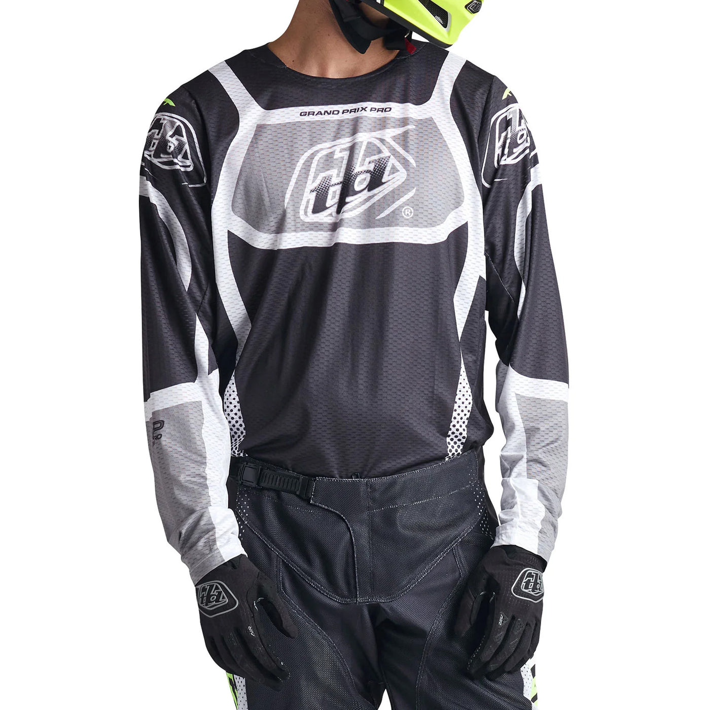 Troy Lee Designs GP Pro Air Bands Jersey Phantom/Gray - Front View of Model Posing in Jersey