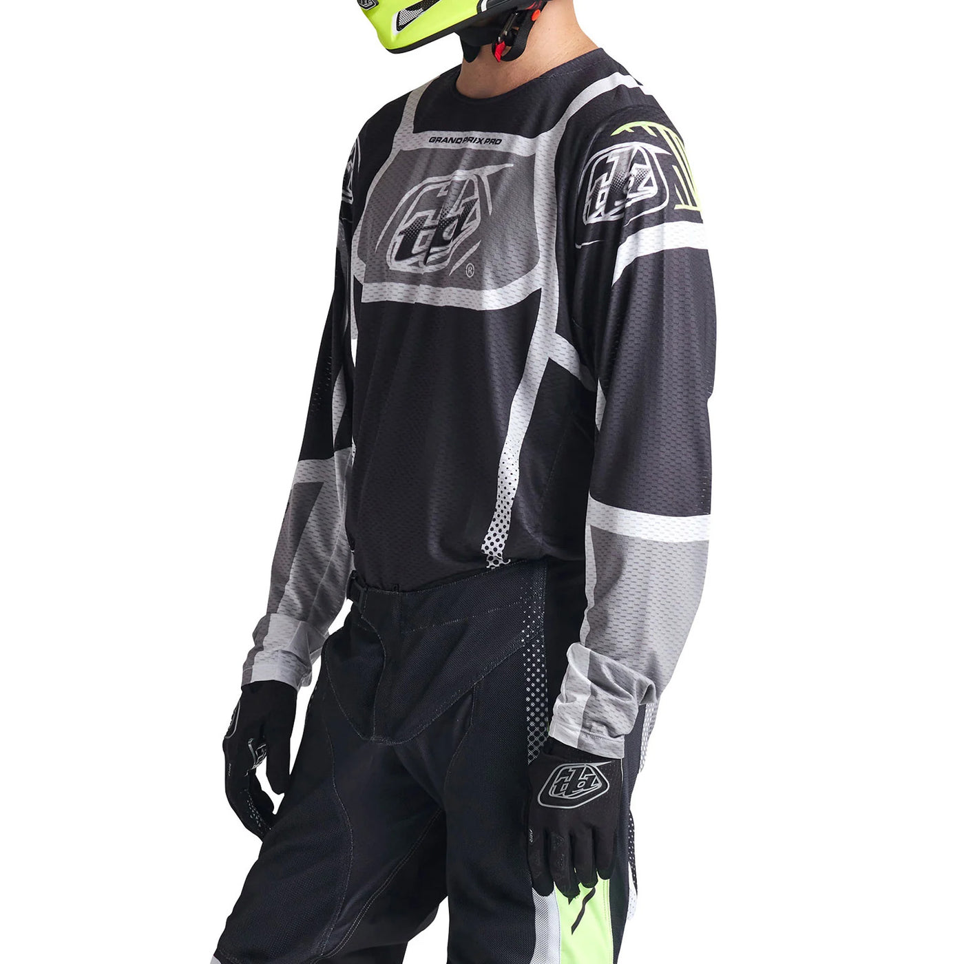 Troy Lee Designs GP Pro Air Bands Jersey Phantom/Gray - Front Side View of Model Posing in Jersey