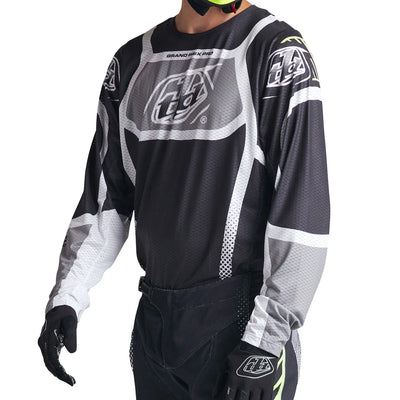 Troy Lee Designs GP Pro Air Bands Jersey Phantom/Gray - Front Side View of Model Posing in Jersey