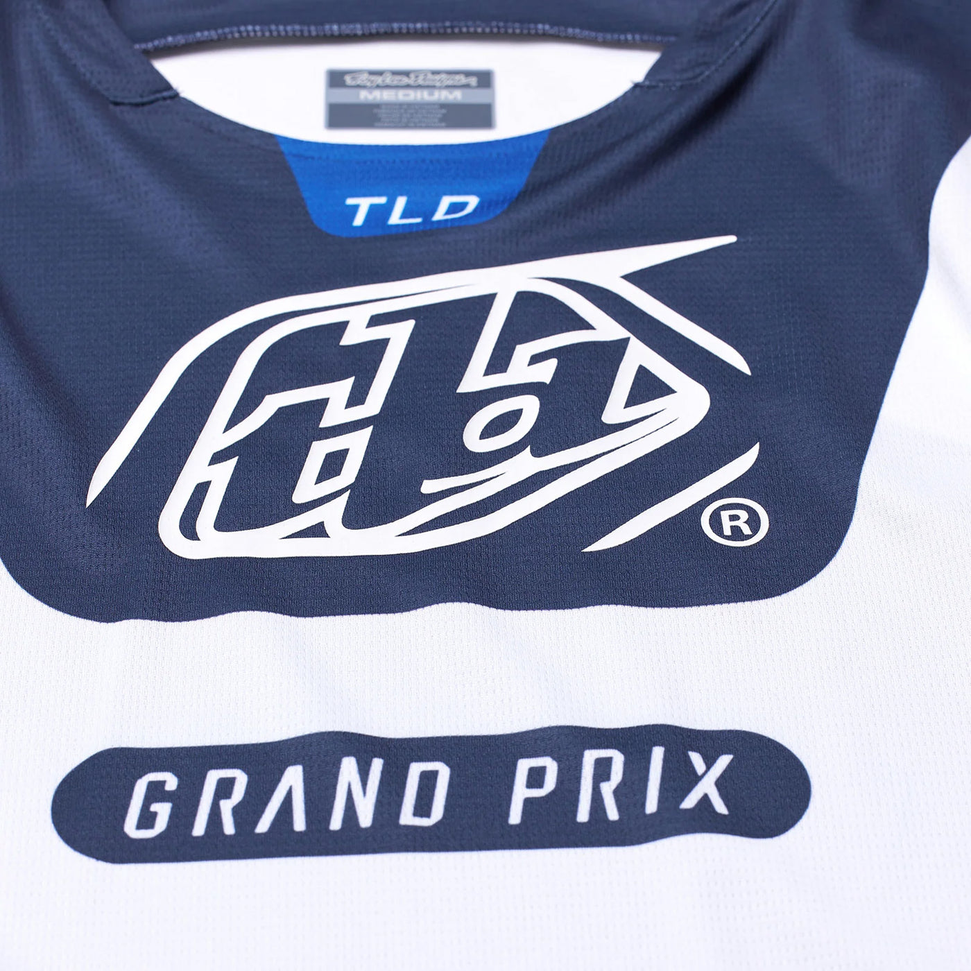 Troy Lee Designs GP Pro Blends Jersey White/Blue - Close-up of Chest Graphic