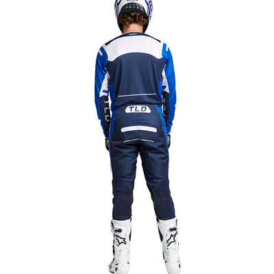 Troy Lee Designs GP Pro Blends Jersey White/Blue - Rear View of Model Posing in Jersey