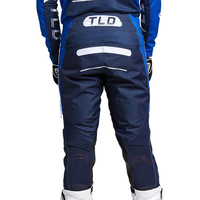 Troy Lee Designs GP Pro Blends Pants White/Blue - Rear View of Model Posing in Pants