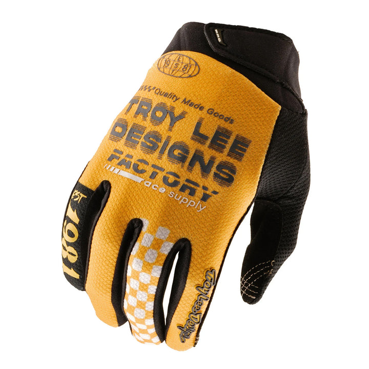 Troy Lee Designs GP Pro Factory Gloves Gold - Back of Hand View
