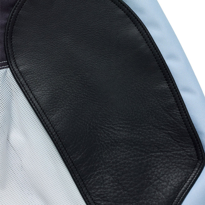 Troy Lee Designs GP Pro Frames Pants Vapor/Gray - Close-Up of Leather Panel on Calf