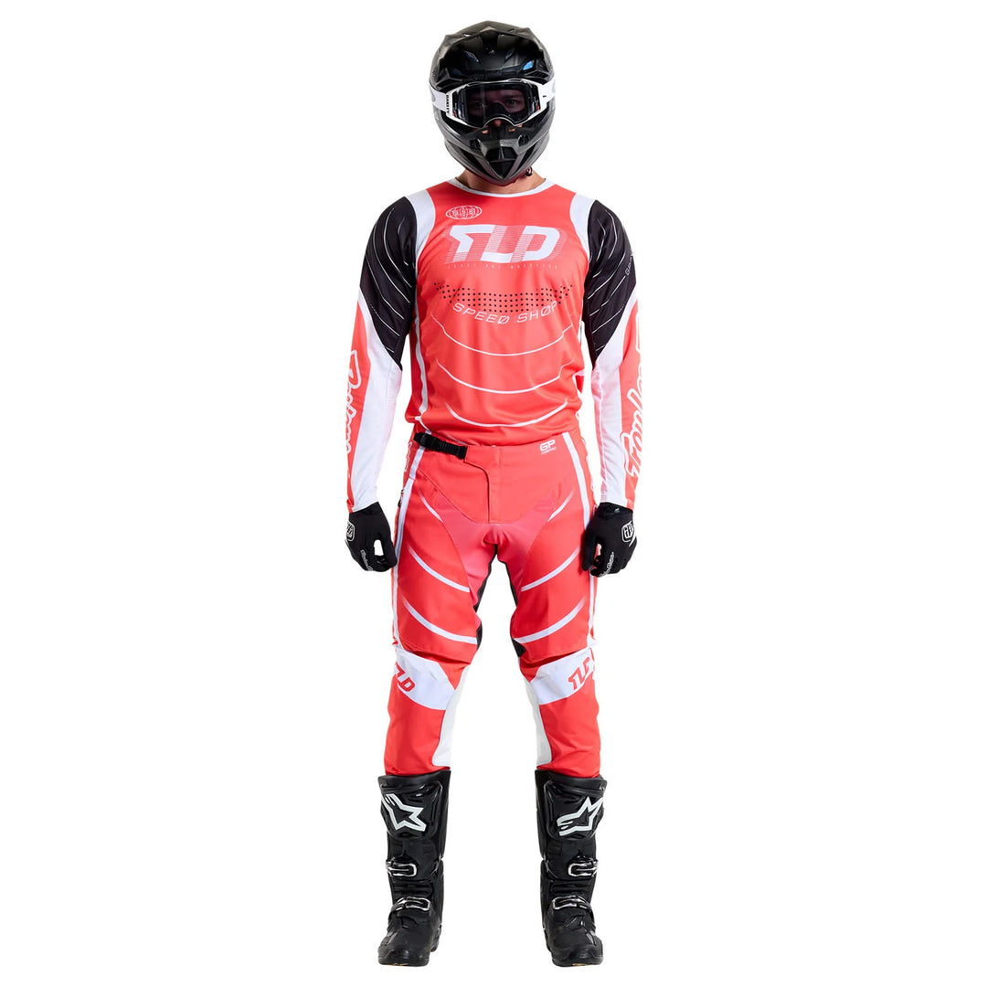 Troy Lee Designs GP Pro Spun Jersey Red - Full Front View of Model Wearing Jersey