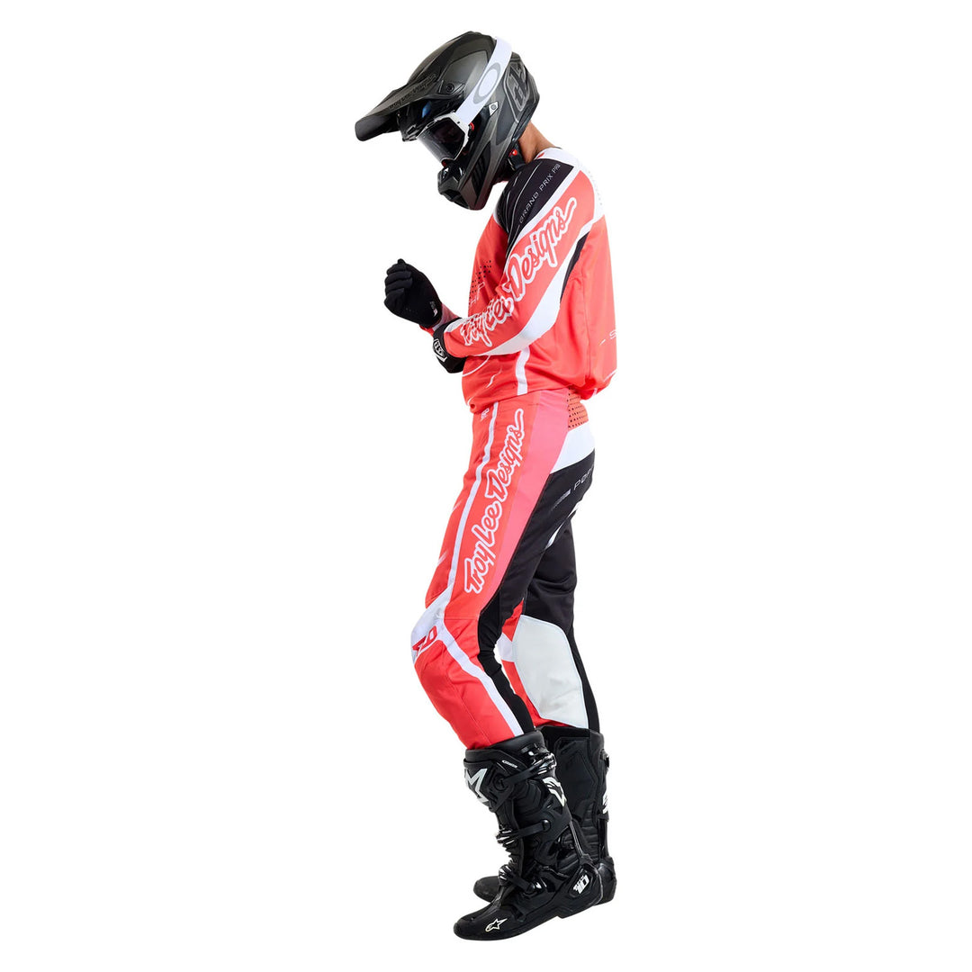 Troy Lee Designs GP Pro Spun Pants Red - Full Side View of Model Wearing Pants