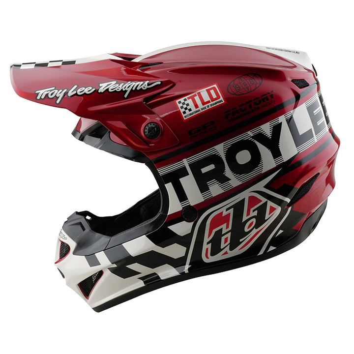 Troy Lee Designs GP Pro Fifty-50 Helmet White/Red - Left Side View