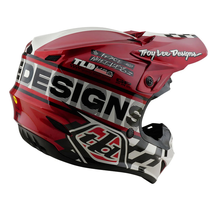 Troy Lee Designs GP Pro Fifty-50 Helmet White/Red - Rear Right Side View