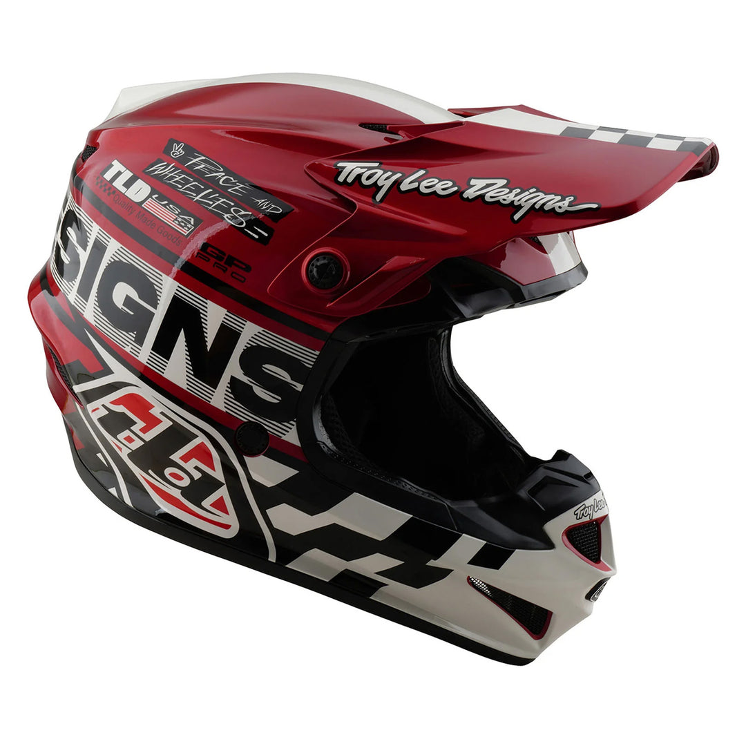 Troy Lee Designs GP Pro Fifty-50 Helmet White/Red - Front Right Side View