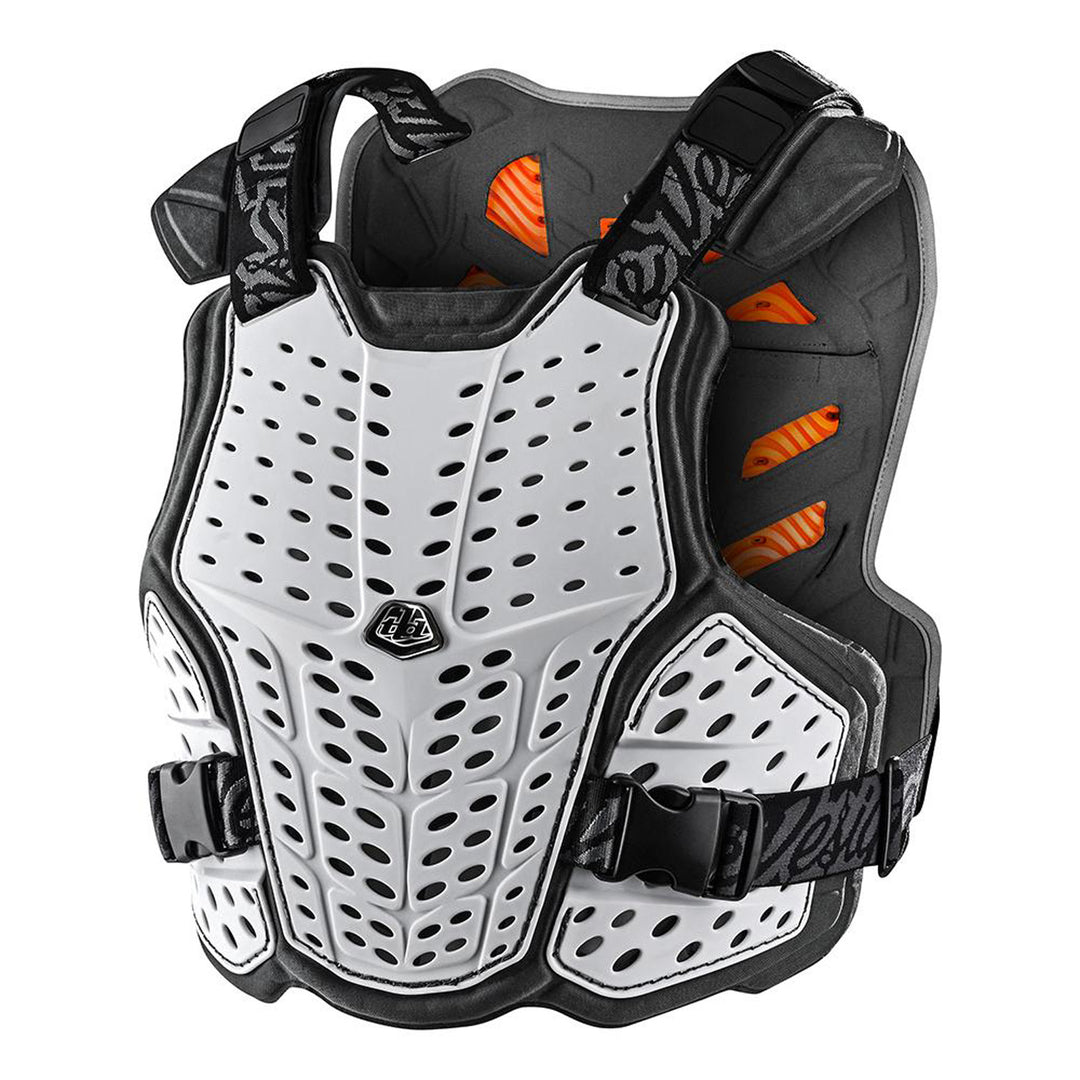 Troy Lee Designs Rockfight CE Chest Protector White - Front Side View