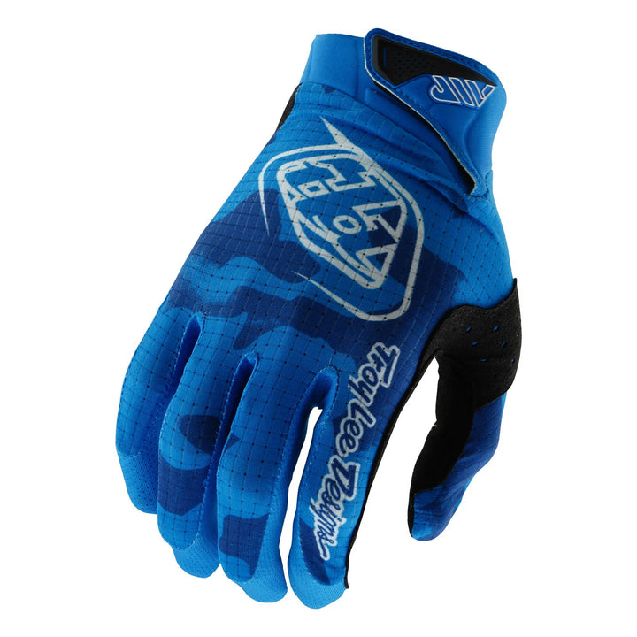 Troy Lee Designs Youth Air Blotted Gloves Bright Blue - Back of Hand View