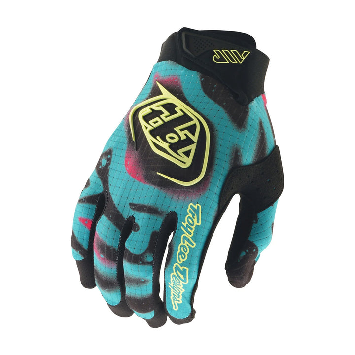 Troy Lee Designs Youth Air Membrane Gloves Black/Glo Yellow - Back of Hand View