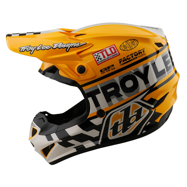 Troy Lee Designs Youth GP Pro Fifty-50 Helmet White/Gold - Left Side View