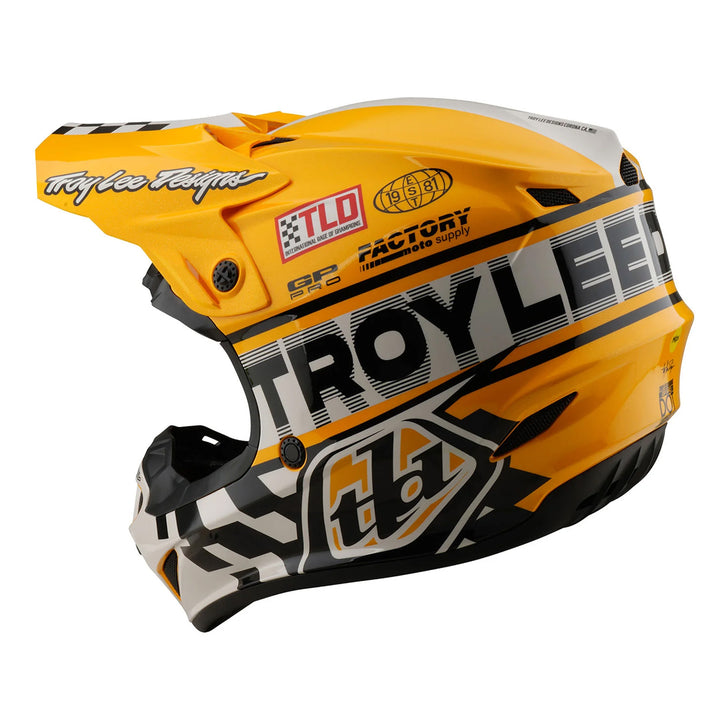 Troy Lee Designs Youth GP Pro Fifty-50 Helmet White/Gold - Rear Left Side View