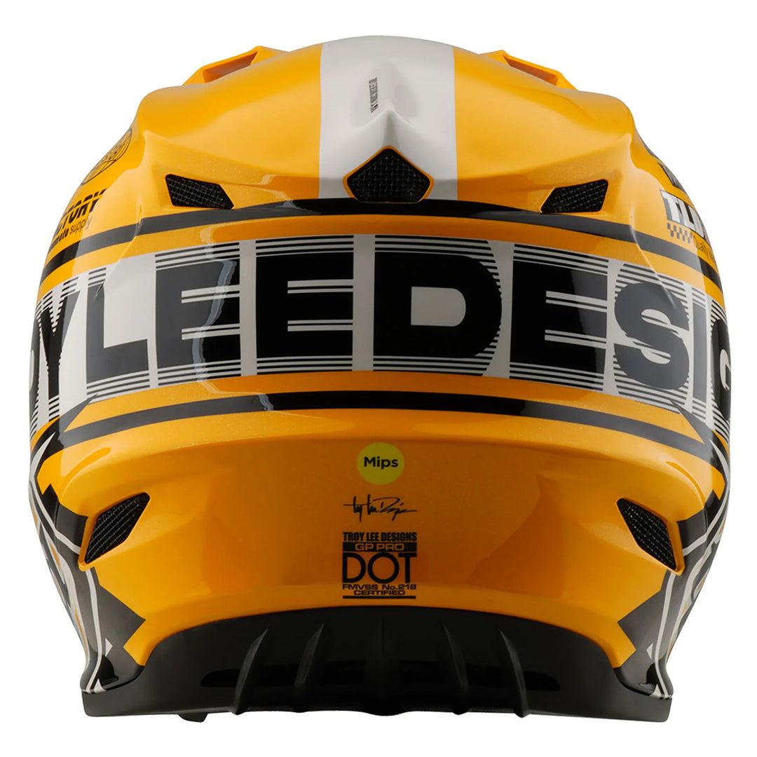 Troy Lee Designs Youth GP Pro Fifty-50 Helmet White/Gold - Rear View