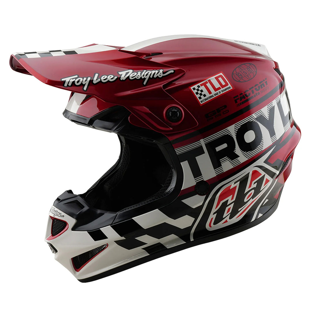 Troy Lee Designs Youth GP Pro Fifty-50 Helmet White/Red - Front Left Side View