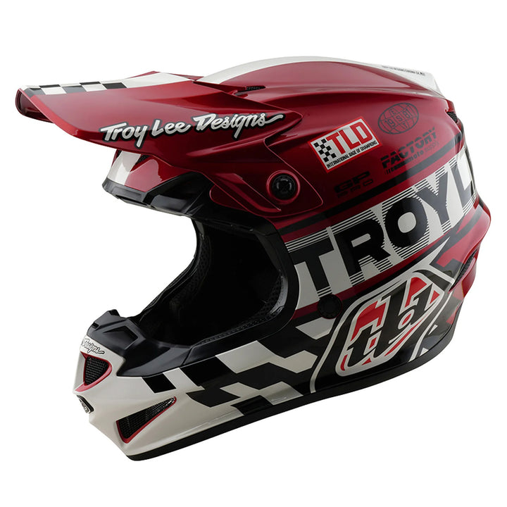 Troy Lee Designs Youth GP Pro Fifty-50 Helmet White/Red - Front Left Side View