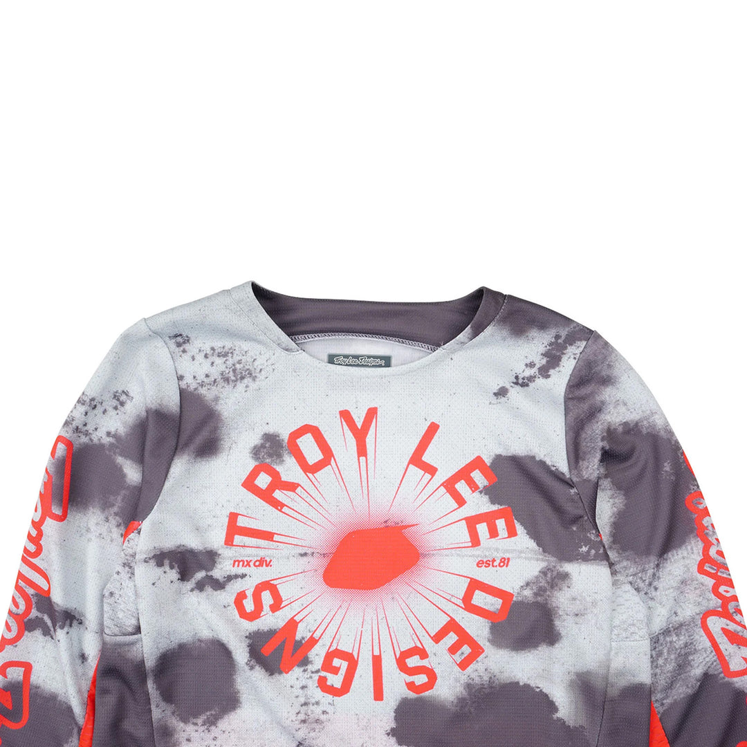 Troy Lee Designs Youth GP Pro Arrival Jersey Chalk - Close-Up of Top Half of Jersey