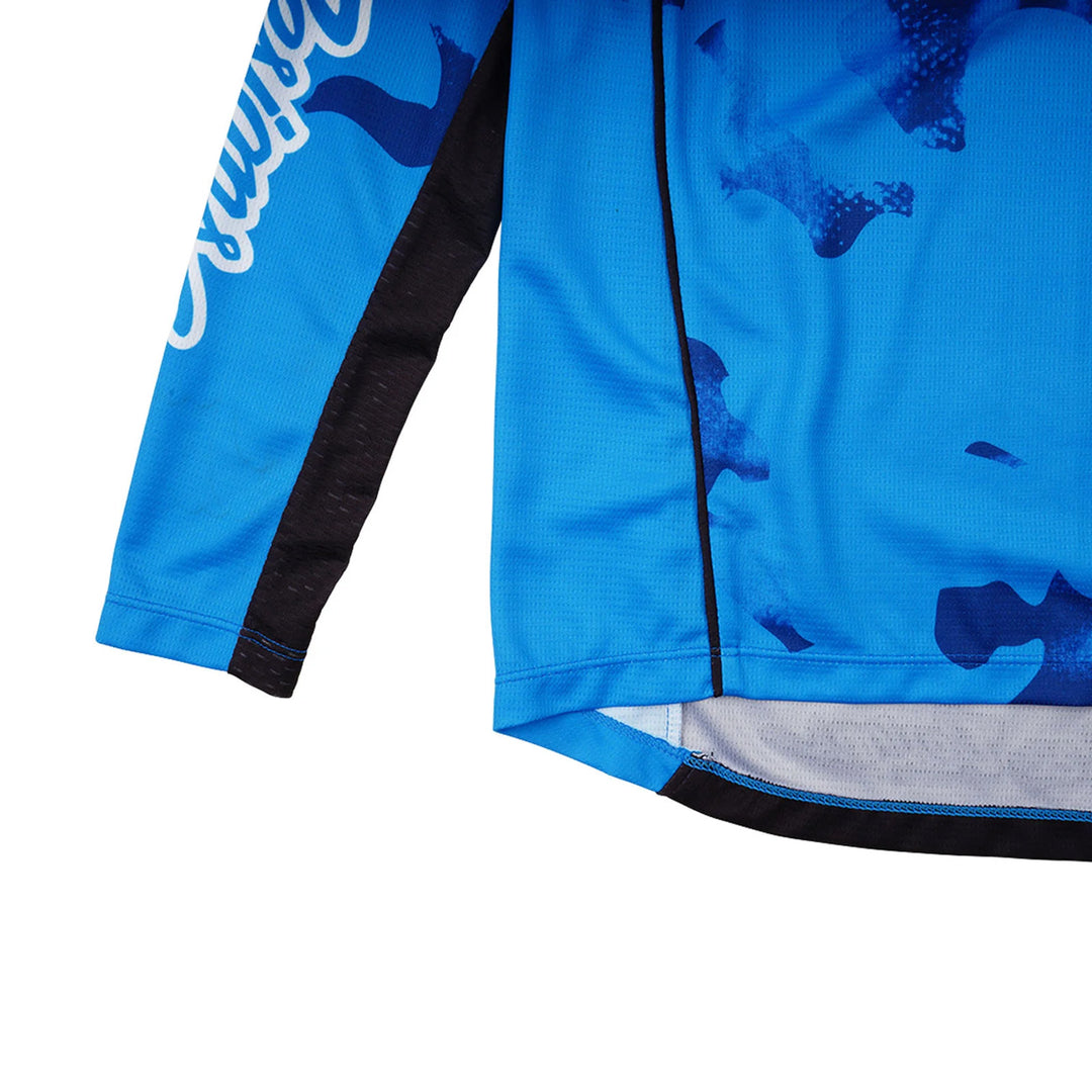 Troy Lee Designs Youth GP Pro Blotted Jersey Bright Blue - Close-Up of Underarm and Side Mesh Panels