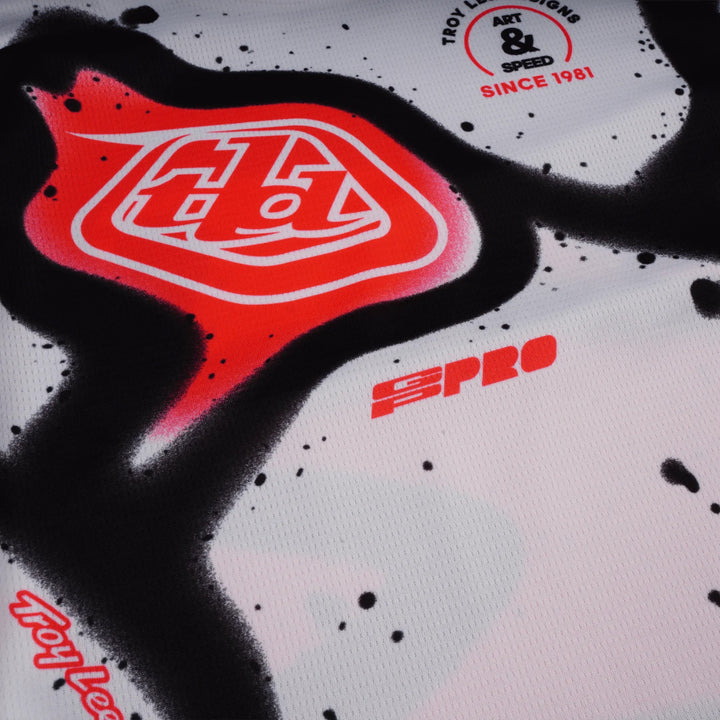 Troy Lee Designs Youth GP Pro Membrane Jersey White/Infra Red - Close-Up of Front Graphics