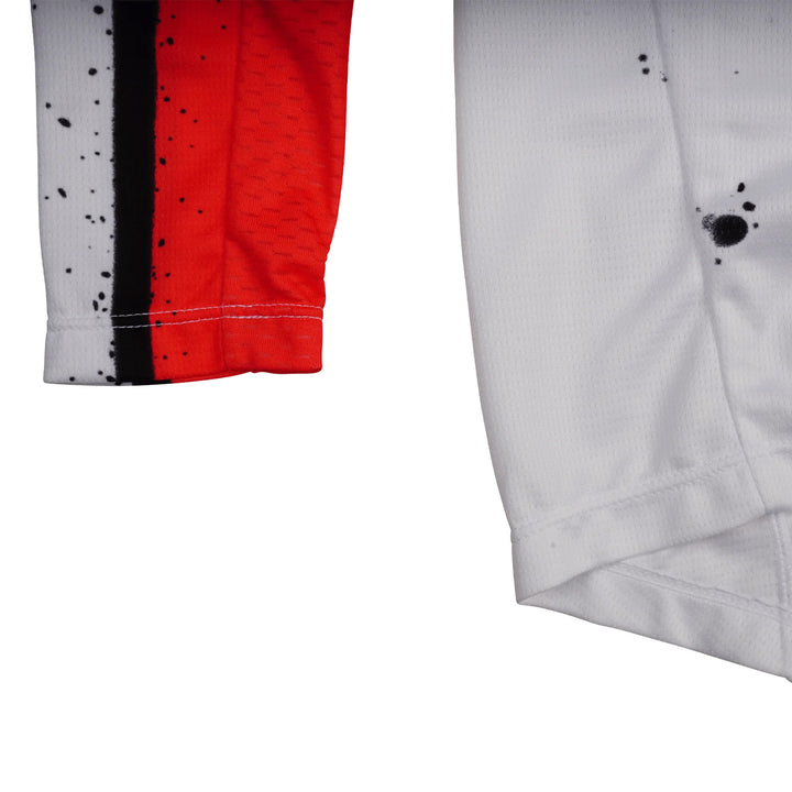 Troy Lee Designs Youth GP Pro Membrane Jersey White/Infra Red - Close-Up of Lower Sleeve and Side Details