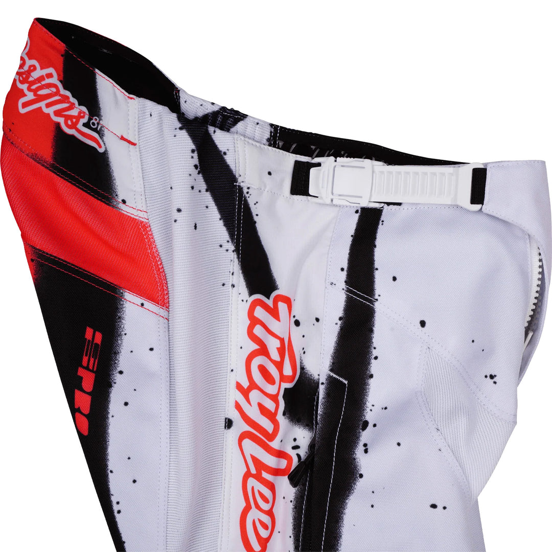 Troy Lee Designs Youth GP Pro Membrane Pants White/Infra Red - Close-Up of Belt Fastener