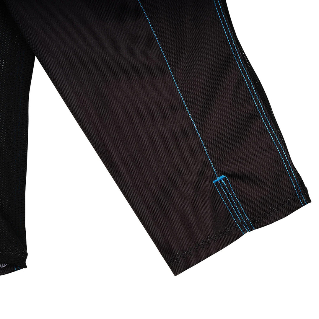 Troy Lee Designs Youth GP Pro Blotted Pants Bright Blue - Close-Up of Lower Calf Stitching