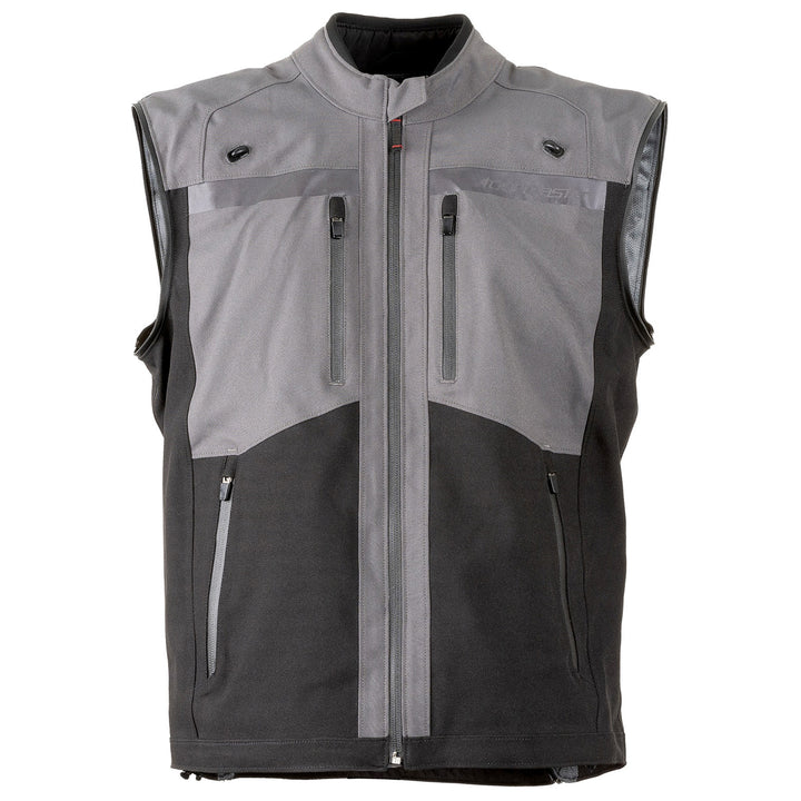 Tourmaster Adventure Lite Jacket Grey/Black - Front View with Zippered Sleeves Removed