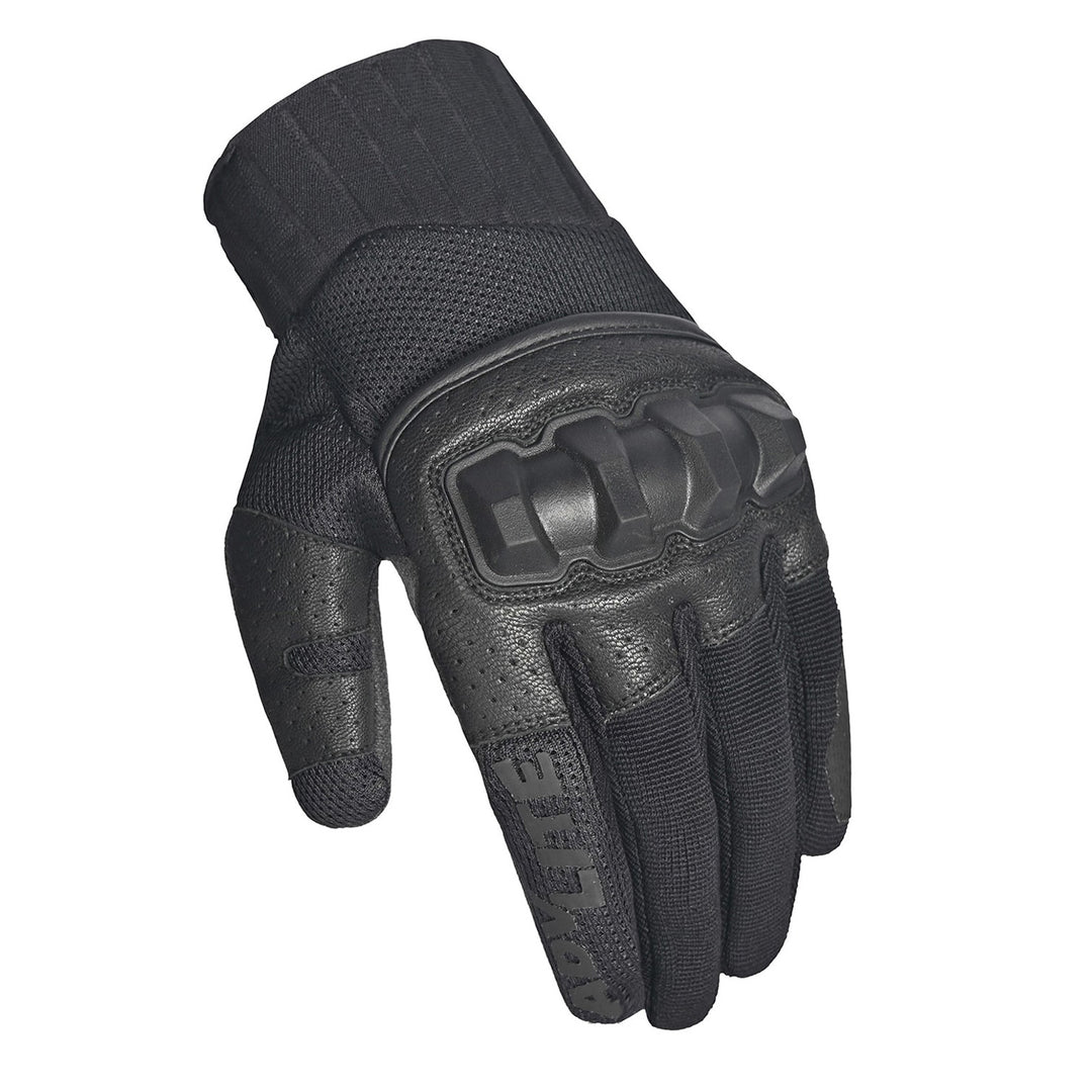 Tourmaster Adventure Lite Armored Gloves Black/Black - Angled Back of Hand View