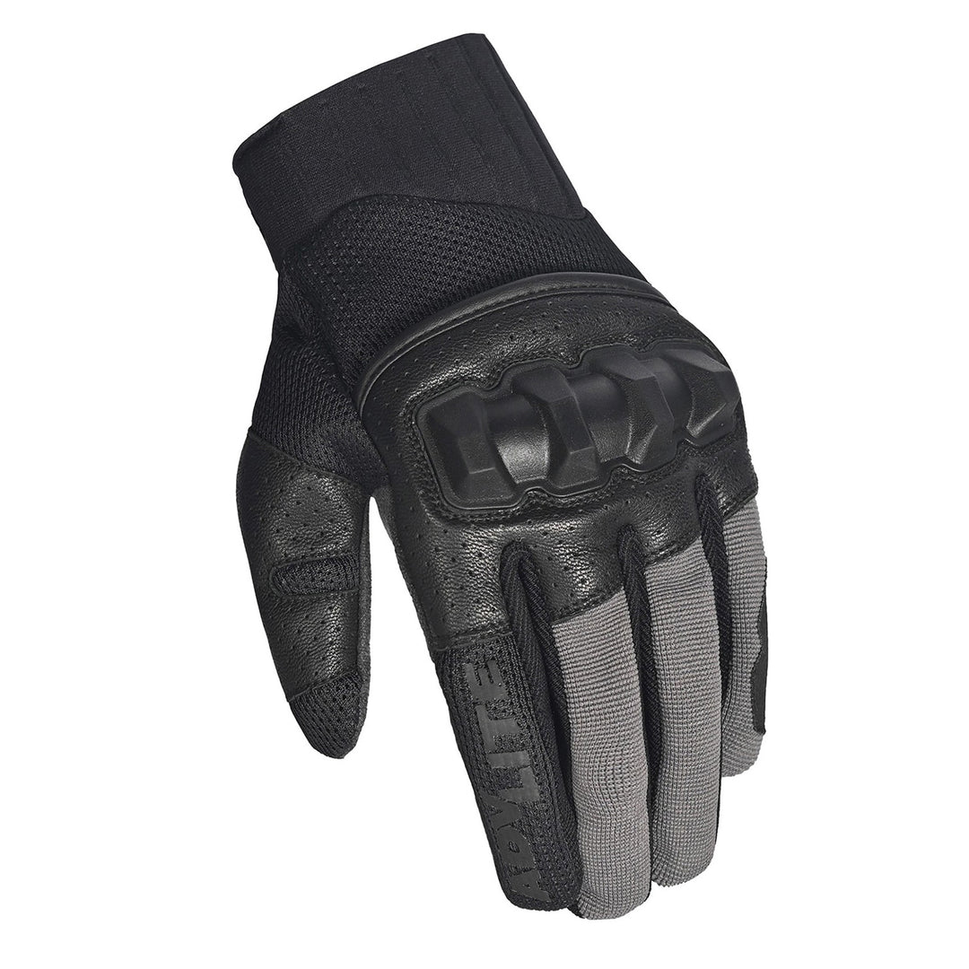 Tourmaster Adventure Lite Armored Gloves Black/Grey - Angled Back of Hand View