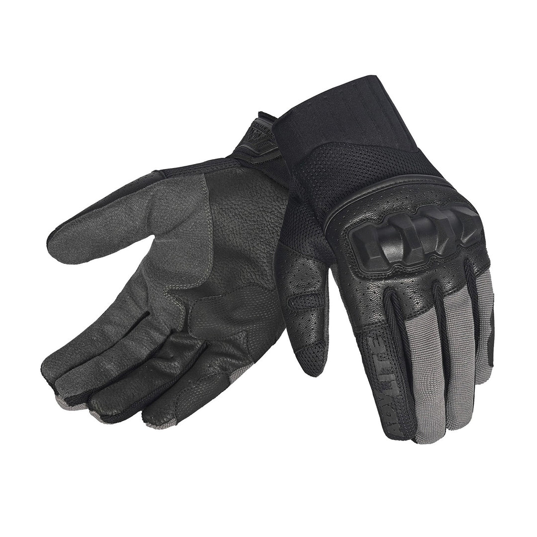 Tourmaster Adventure Lite Armored Gloves Black/Grey - Back of Hand and Palm Views of Pair