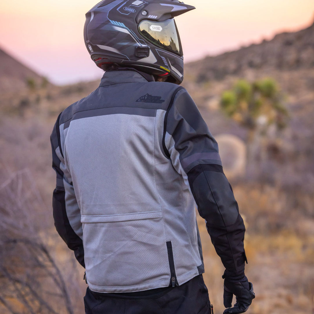 Tourmaster Adventure Lite Mesh Jacket Grey/Grey - Lifestyle of Rider Wearing Jacket from Rear