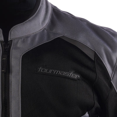 Tourmaster Draft Air 2.0 Jacket Gun/Black - Close-Up of Logo Graphic on Chest