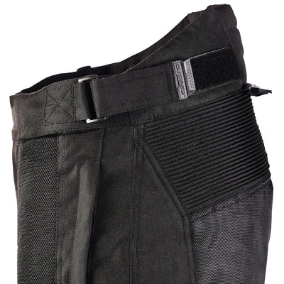 Tourmaster Intake Air Pants Black - Close-Up Side View of Adjustable Waist Strap