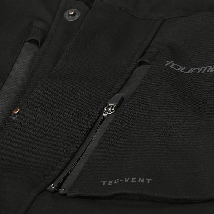 Tourmaster Women's Discovery Jacket Black/Black - Close-Up of Chest Vent Zipper
